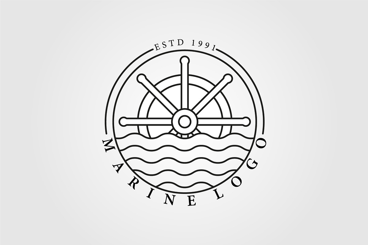 nautical logo line art vector design
