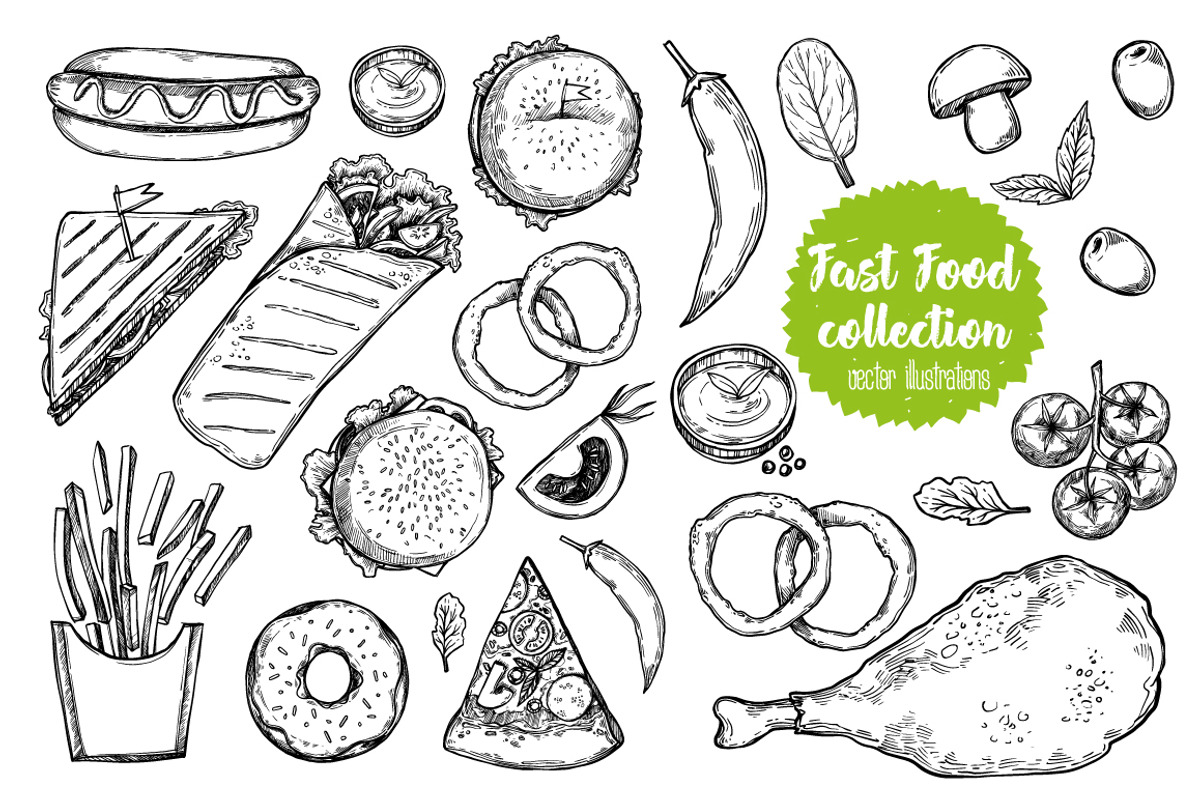Fast food vintage illustration #3, a Food Illustration by Alfazet Chronicles