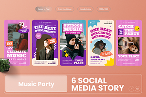 Music Party Instagram Story, a Social Media Template by MMPixelCraft