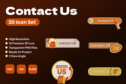 Contact Us 3D Icon Set, an Object 3D Model by Permadi Creative