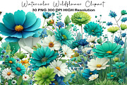 Watercolor Wildflower Clipart, an Illustration by Black Bird Studio (Thumbnail 1 of 5)