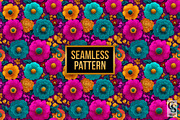 Bright Psychedelic Flowers Pattern, a Pattern Graphic by Creative Store (Thumbnail 4 of 5)