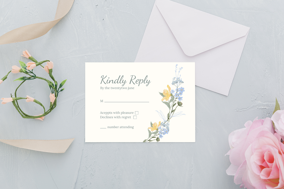 Floral Wedding Invitation Set, an Invitation Template by TemplateCastleStore (Photo 8 of 8)