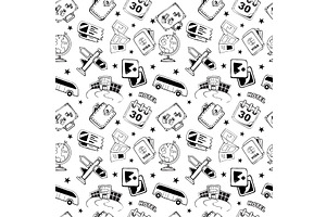 traveling icons pattern. tourism, an Object Illustration by Multigon
