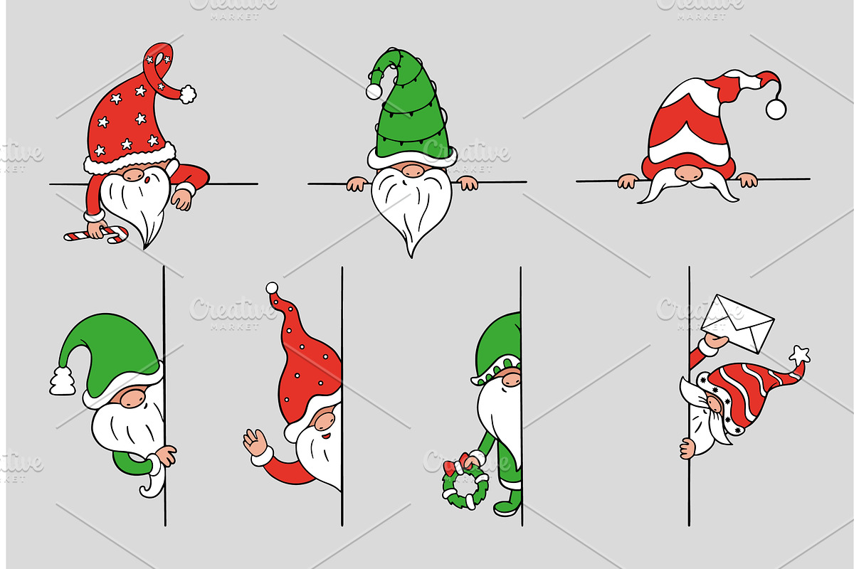 Gnomes peeking. Funny dwarves, an Illustration by Valerie Bodnar