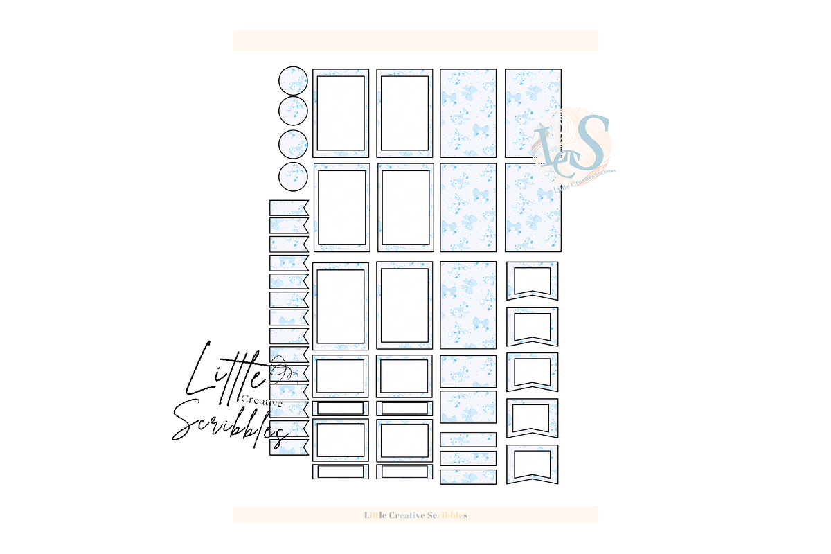 Pink and Blue Bow Sticker Sheets, a Stationery Template by Little Creative Scribbles (Photo 4 of 5)
