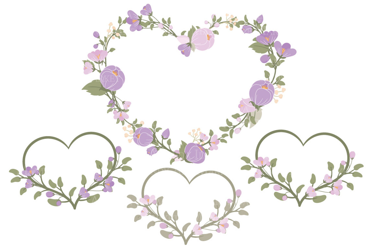Lavender Flower Heart Clipart, an Illustration by Amanda Ilkov (Photo 3 of 5)