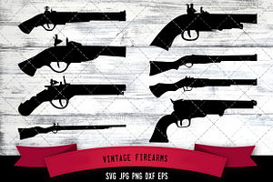 Vintage Firearms Silhouette Vector