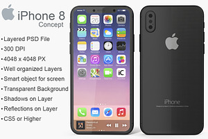 Apple Iphone 8 Concept PSD Mockup