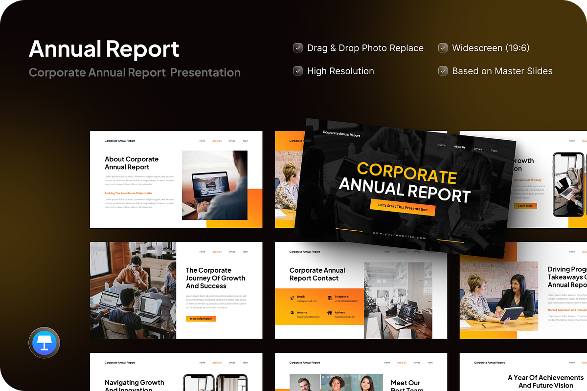Corporate Annual Report Keynote, a Presentation Template by SquidPixey (Photo 1 of 7)
