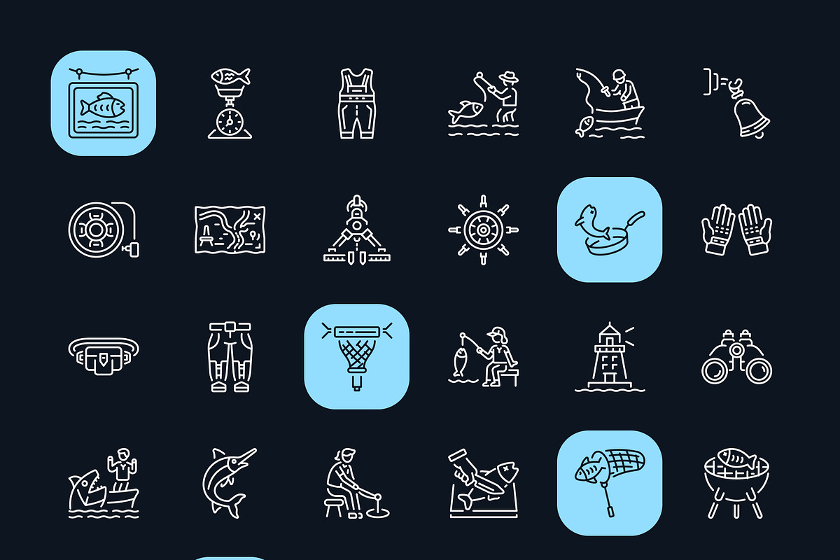 Fishing Icon Art Set, an Outline Icon by Prosymbols (Photo 8 of 8)