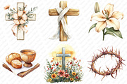 Beige Christian Easter Clipart, an Illustration by Watercolor design (Thumbnail 4 of 13)