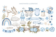 Watercolor stork baby shower clipart, an Illustration by AquarelleSpace (Thumbnail 2 of 4)
