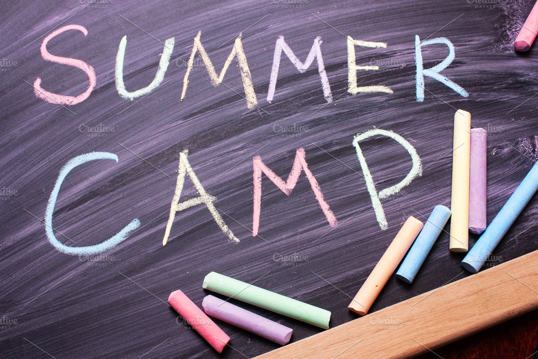 Words SUMMER CAMP written with color, a School & Education Photo by KulT design