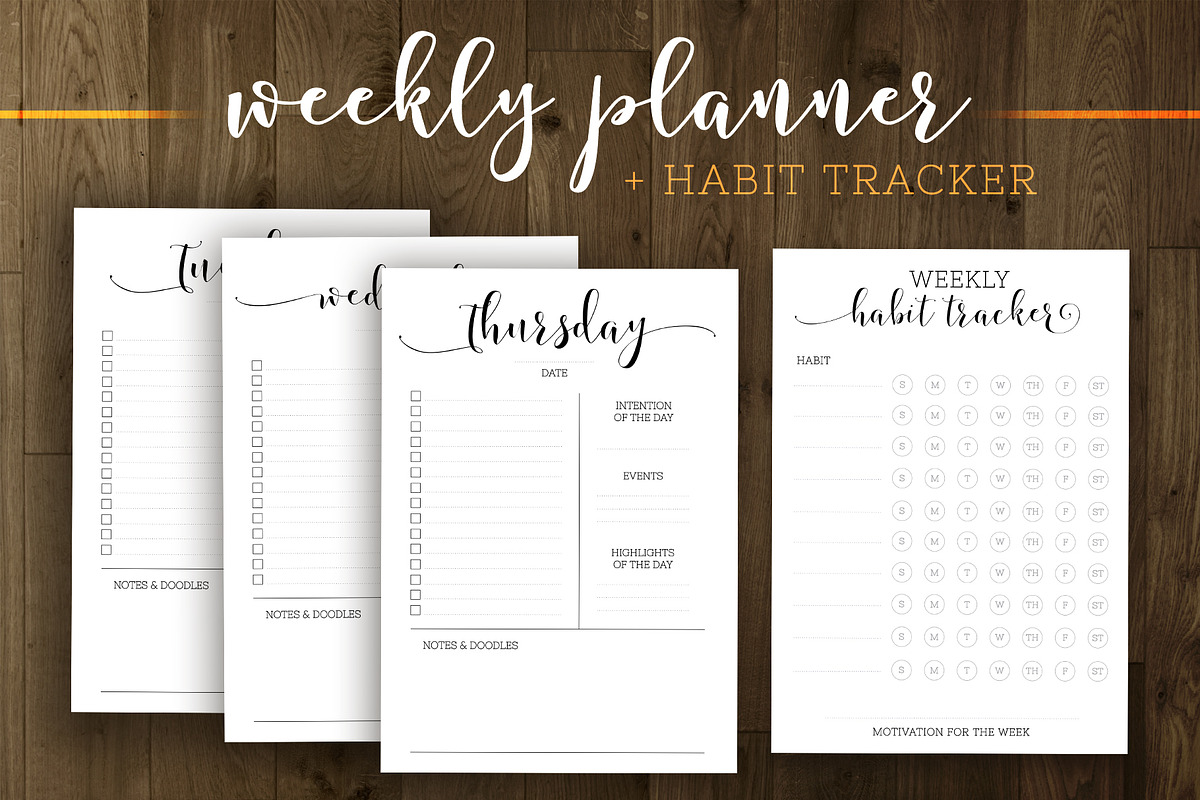Basic Everyday Planner Printable, a Stationery Template by Qamber Designs & Media (Photo 1 of 3)