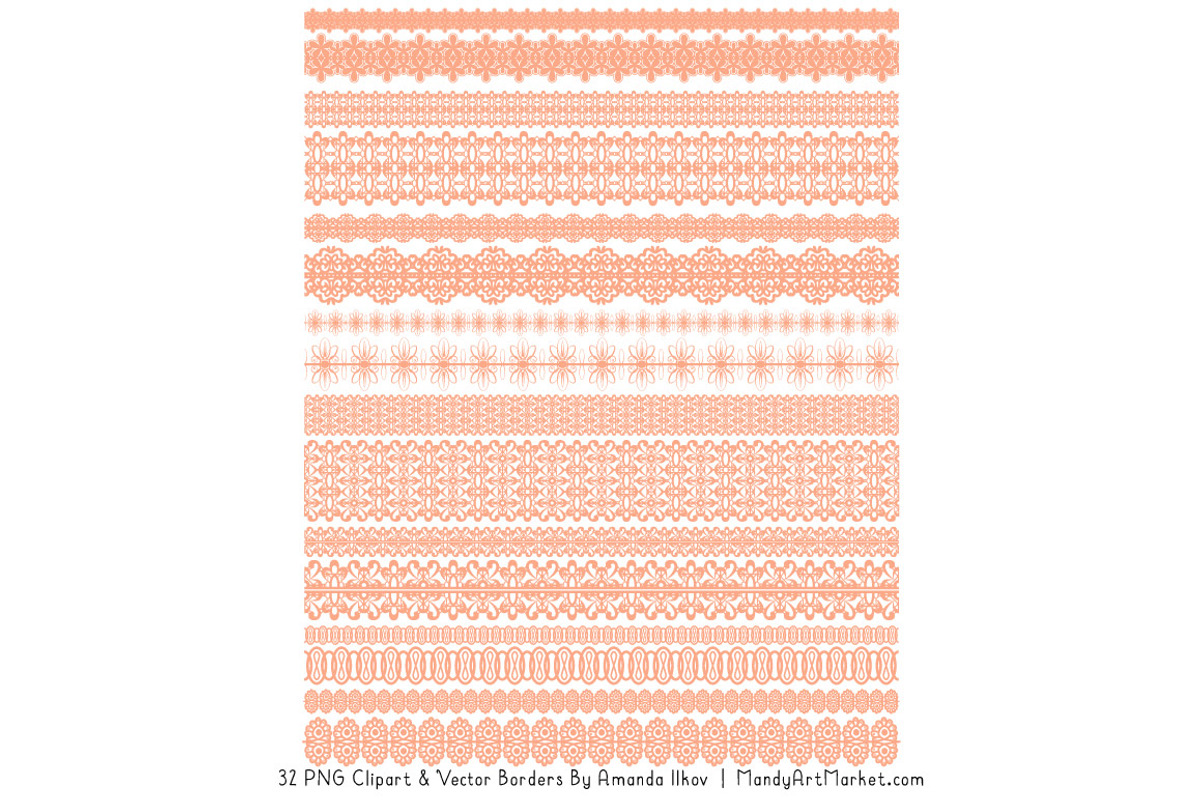 Peach Lace Clipart Borders, an Illustration by Amanda Ilkov (Photo 4 of 5)