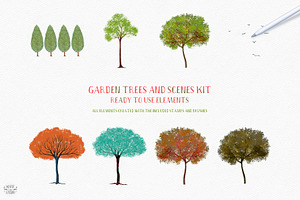 Garden Trees Scenes Procreate Kit