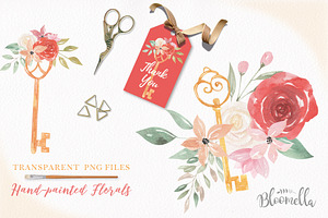 Keys & Locks Watercolor Clipart Set