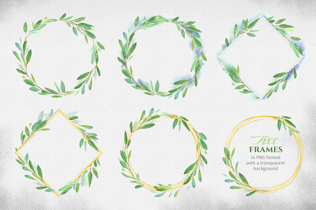 Green leaves. Graphic Set., a Decorative Illustration by LeiaSW (Photo 3 of 9)