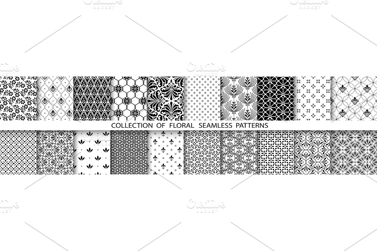 Geometric floral set of seamless, a Decorative Illustration by RODINA (Photo 1 of 3)