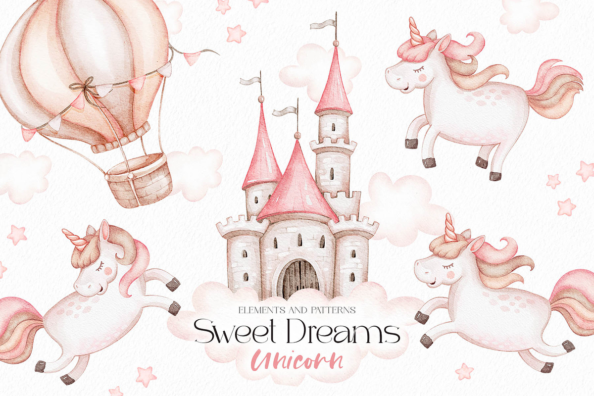 Unicorn Sweet Dreams Set, an Object Illustration by Eva Katerina (Photo 1 of 8)