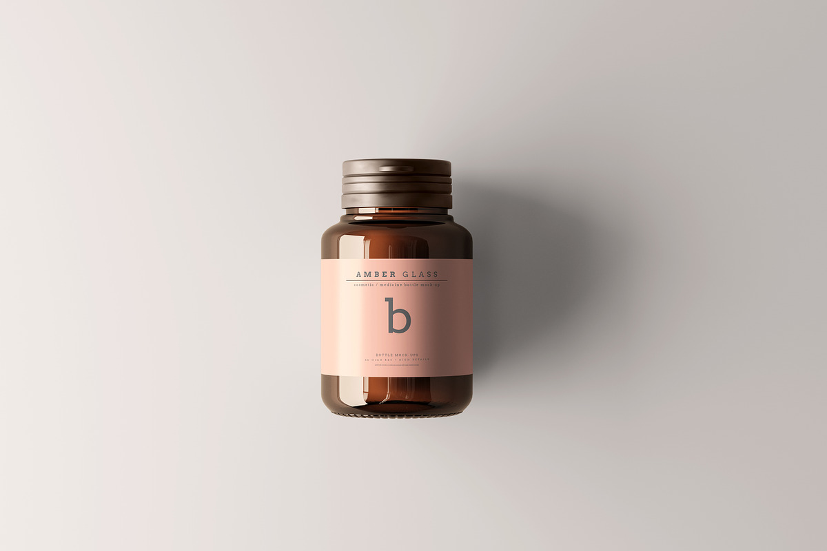 Amber Glass Bottle Mockups, a Cups & Container Mockup by pmvch (Photo 12 of 20)