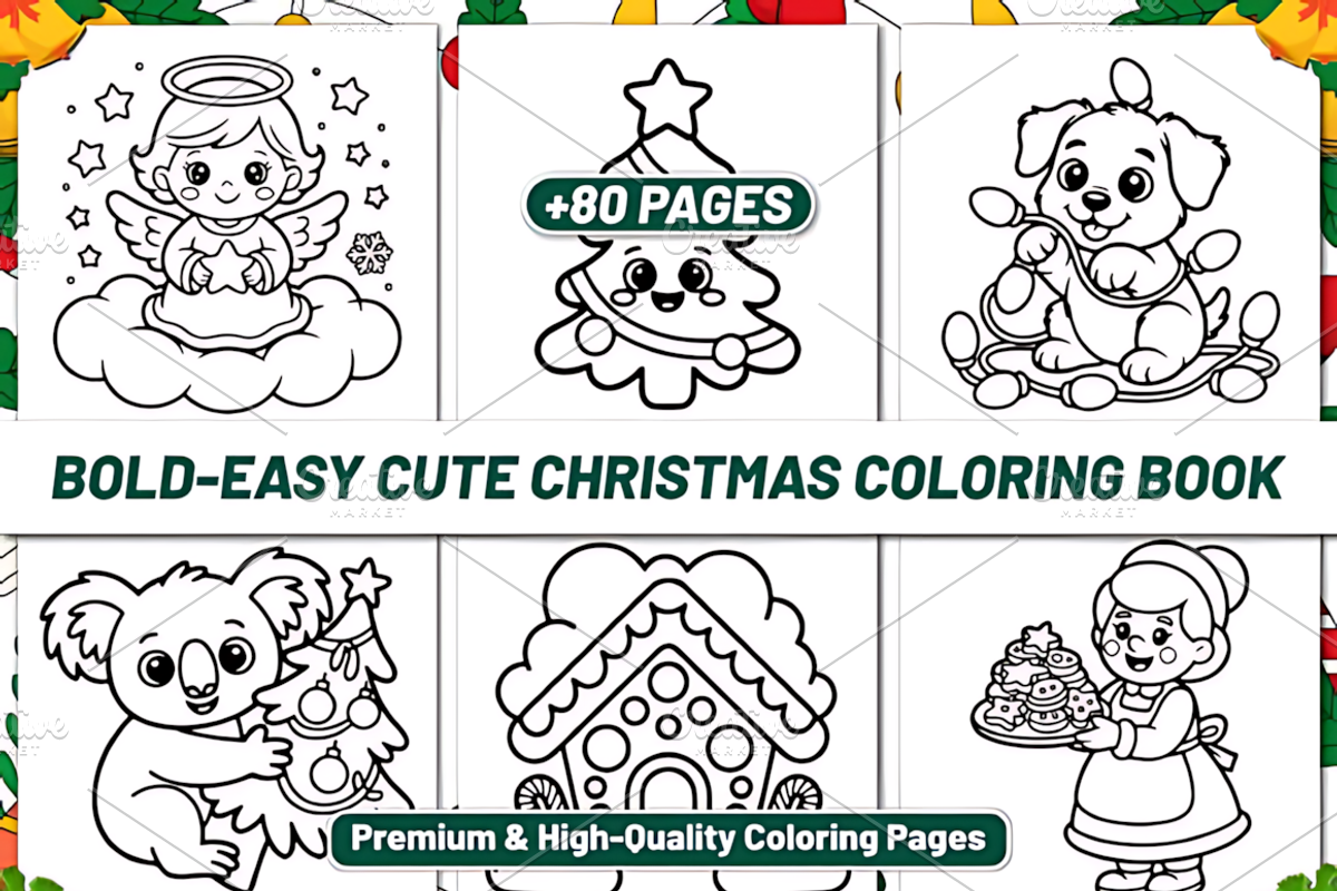 BOLD EASY CUTE CHRISTMAS COLORING, a Seasonal Illustration by Design Station (Photo 2 of 6)