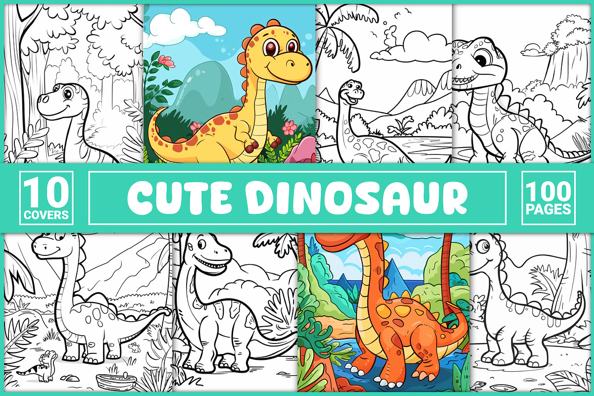 100 Dinosaur Coloring Pages for Kids, an Animal Illustration by BrightMart
