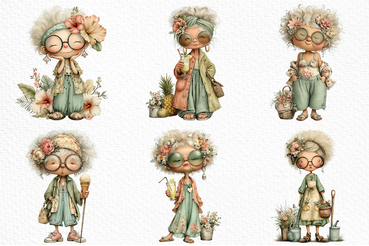 Summer Funny Grandma Clipart, an Illustration by Craft Nest (Photo 5 of 12)