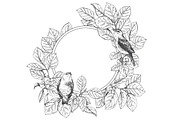 Birds on Branches Sketch, a Decorative Illustration by Valentyna Smordova (Thumbnail 4 of 9)