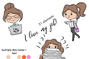 I Love My Job Cute Dolls, a Person Illustration by GlamArtZhanna