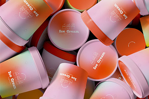 3d Stack Of Ice Cream Jars Mockup