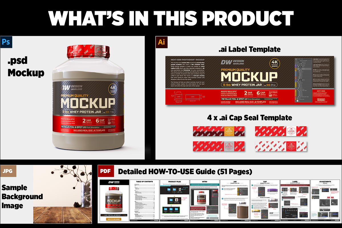 5lb Whey Protein Jar Mockup D3-Pro, a Packaging Mockup by Design Warlord (Photo 14 of 16)