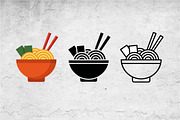 Noodle Bowl Icon Set - 3 Styles, an Outline Icon by Artonix (Thumbnail 2 of 2)