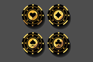 Four black golden poker chips, an Icon by Viktorijareut