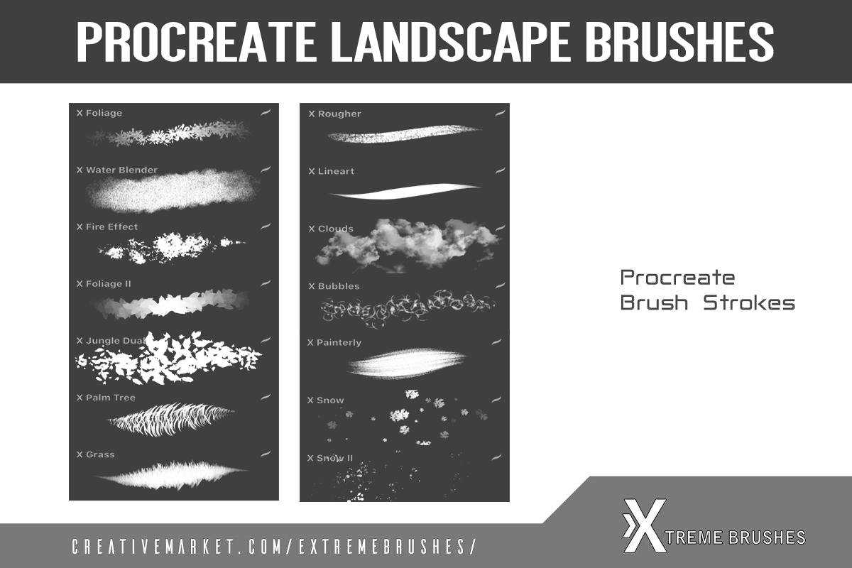 Procreate Landscape Brushes, a Brush Add-On by Extreme Brushes (Photo 2 of 2)