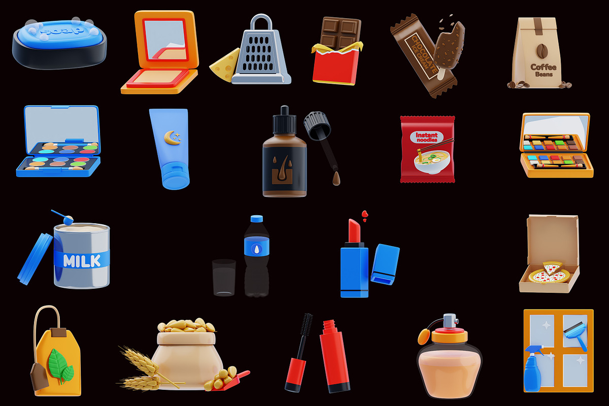 Product Packaging 3D Icon Pack, a Food & Drink 3D Model by novia99design (Photo 6 of 6)