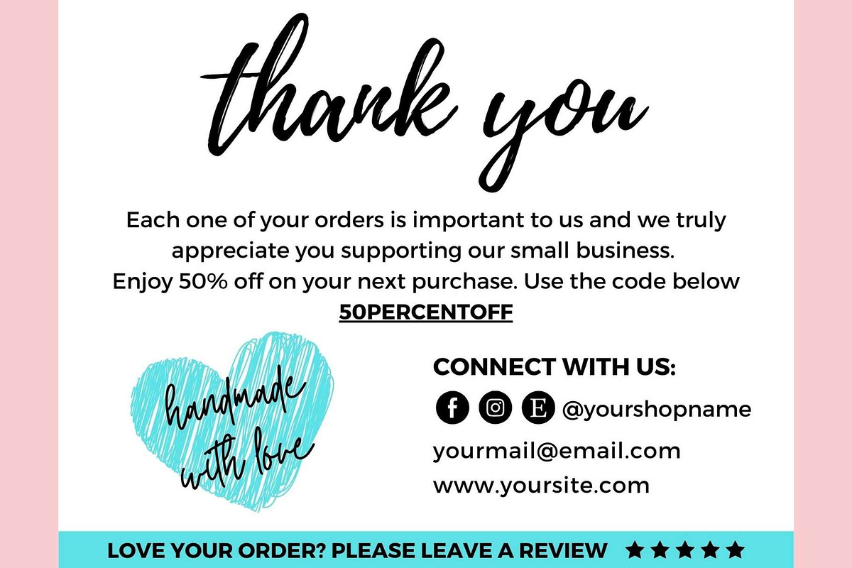 Thank you order card blue Canva 10, a Card Template by bonadigitals (Photo 2 of 3)
