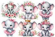 Baby elephant watercolor clipart, an Illustration by Designworld (Thumbnail 3 of 4)