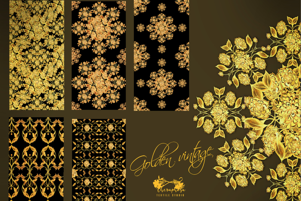 Golden vintage seamless pattern, a Pattern Graphic by Theraphosath (Photo 1 of 4)
