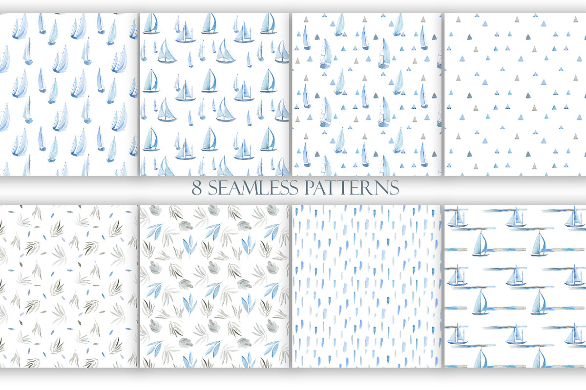 Sailboats seamless pattern, a Pattern Graphic by Love Watercolor Store (Photo 5 of 6)