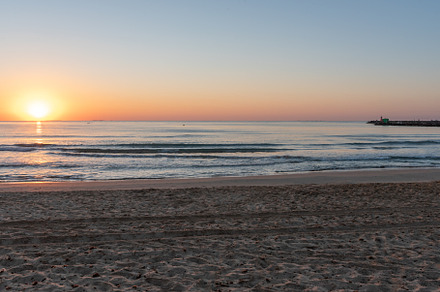 Sunrise on the wooden boardwalks of