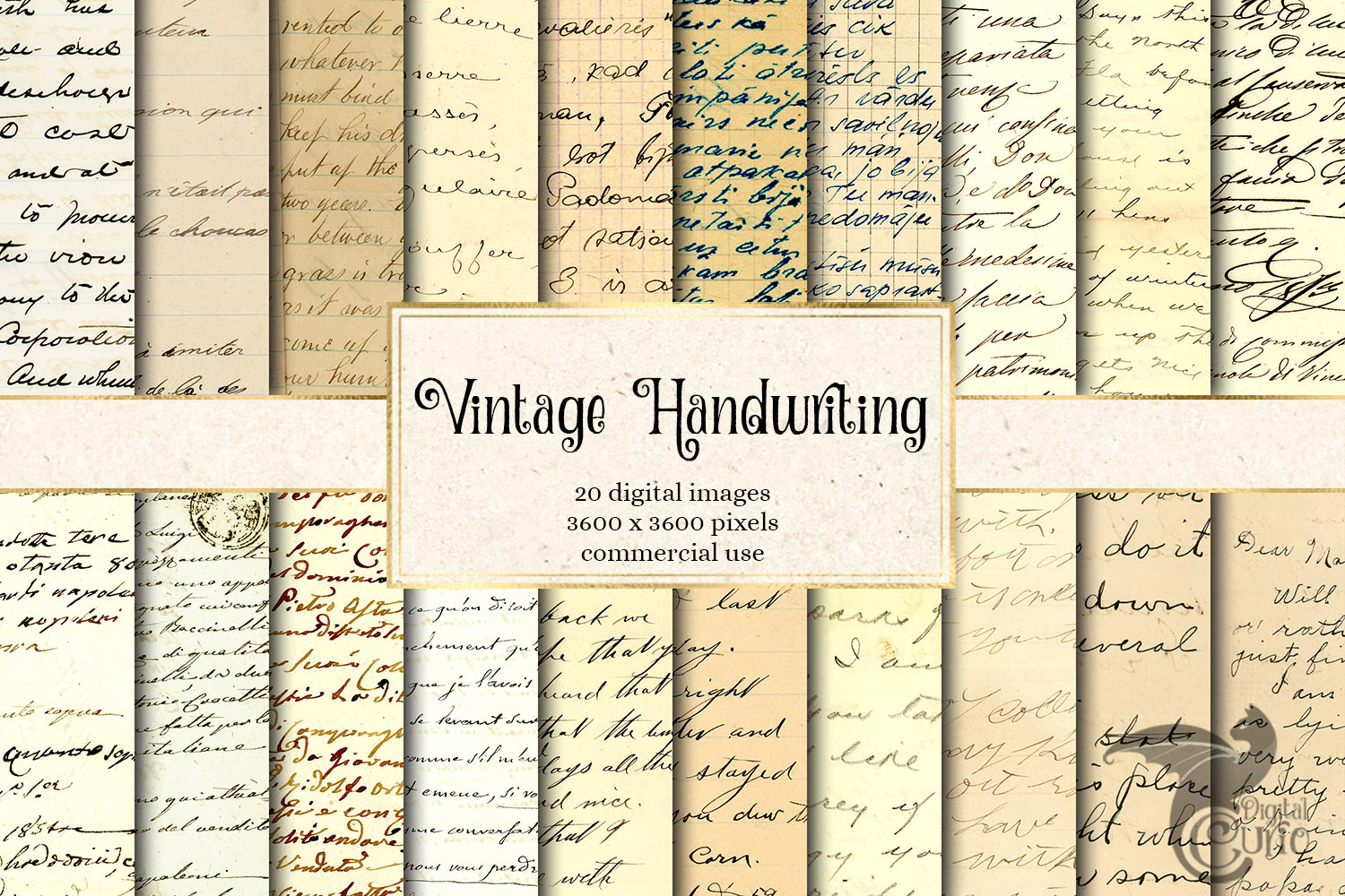 Vintage Handwriting Digital Paper | Textures ~ Creative Market