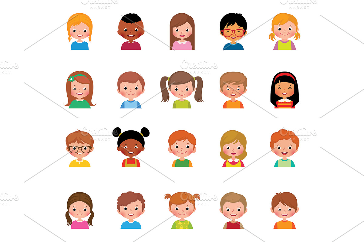 Avatars of children boys and girls, an Icon by Julia's illustrations