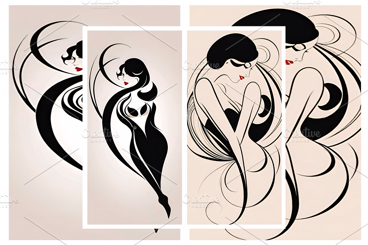 Elegant Art Deco Women Silhouettes, an Illustration by ETARA by Mea Hau (Photo 1 of 3)