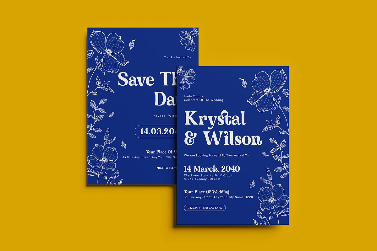 Blue Modern Wedding Invitation, an Invitation Template by dokudokunomi (Photo 1 of 4)