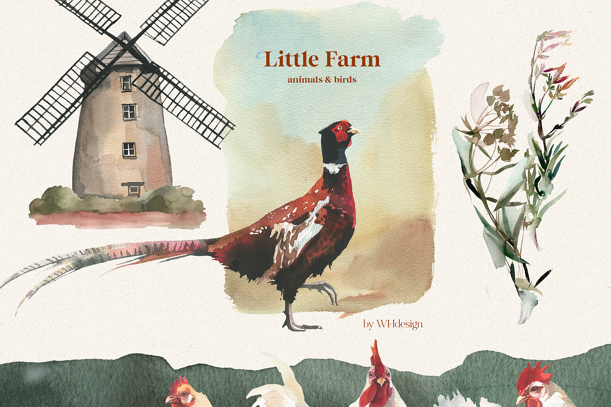 Little Farm Animals Clip Art, an Animal Illustration by whiteheartdesign (Photo 4 of 18)