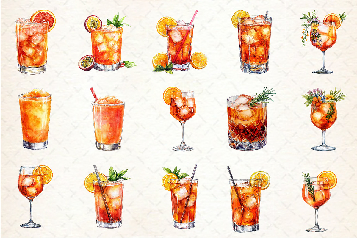 Summer Spritz Cocktail Clipart, an Illustration by Rose Art (Photo 2 of 8)
