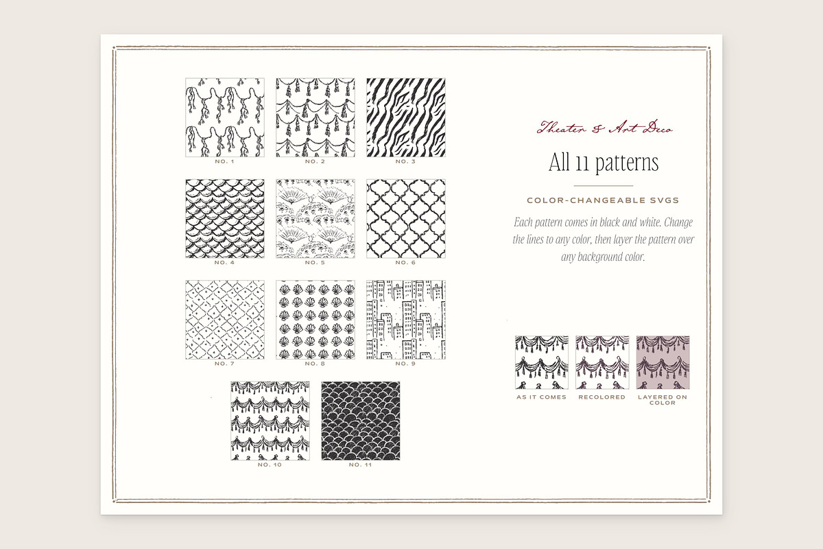 Theater & Art Deco Seamless Patterns, a Pattern Graphic by The October Creative (Photo 2 of 12)