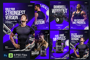 Fitness Gym Promotion Instagram Post, a Social Media Template by RamStudio2